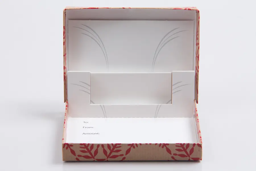 4-5/8L x 3-3/8W x 5/8H, Pop-Up Gift Card Boxes, Krafty Red Snowflake