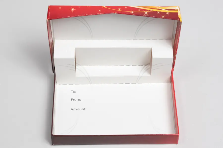4-5/8L x 3-3/8W x 5/8H, Pop-Up Gift Card Boxes, Red Holidays