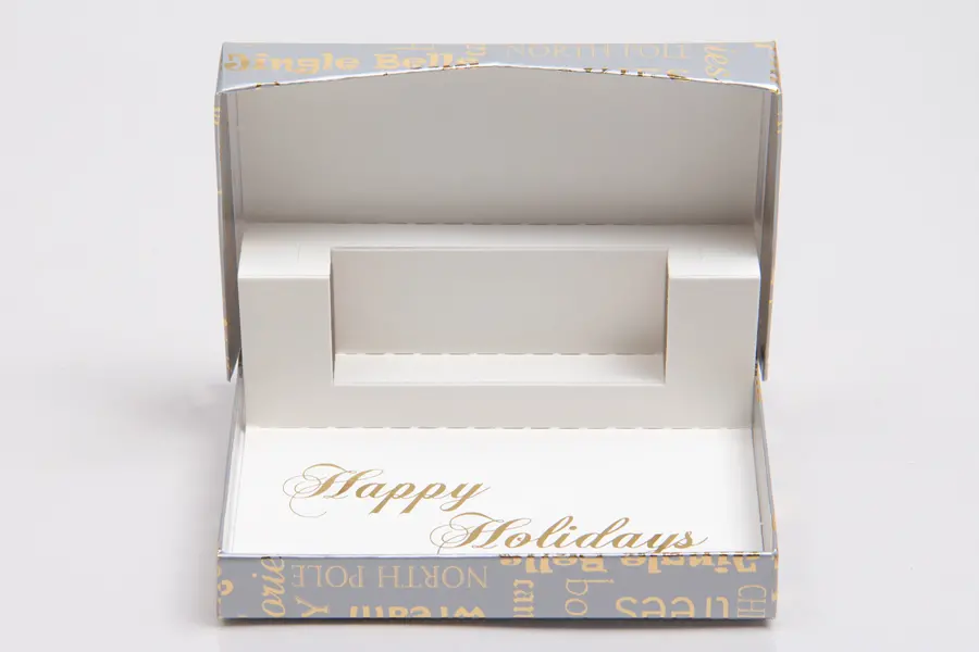 4-5/8L x 3-3/8W x 5/8H, Pop-Up Gift Card Boxes, Silver Christmas Memories