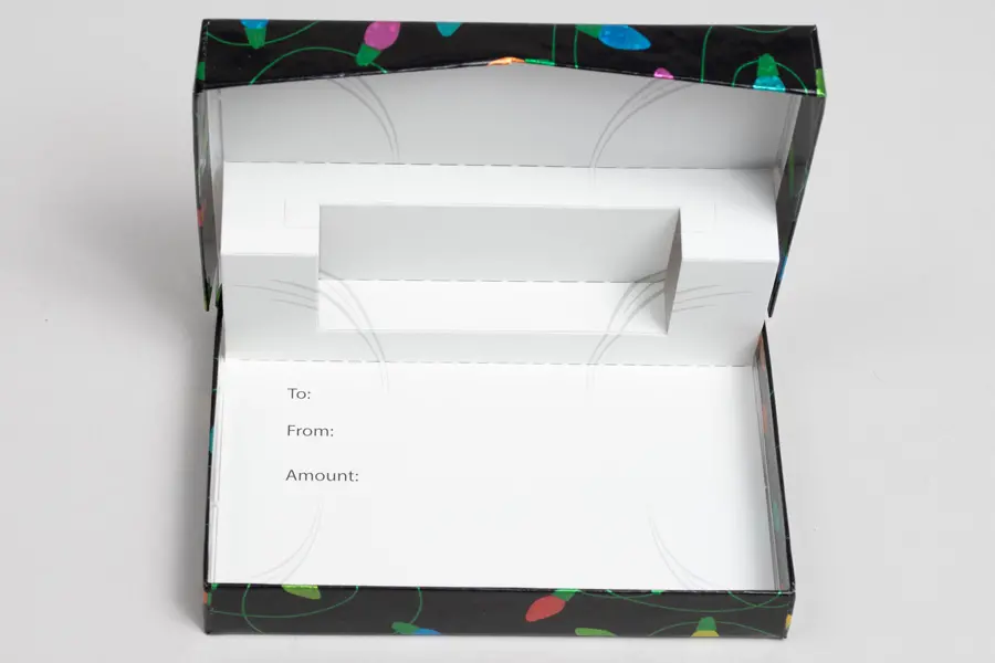 4-5/8L x 3-3/8W x 5/8H, Pop-Up Gift Card Boxes, Holographic Lights