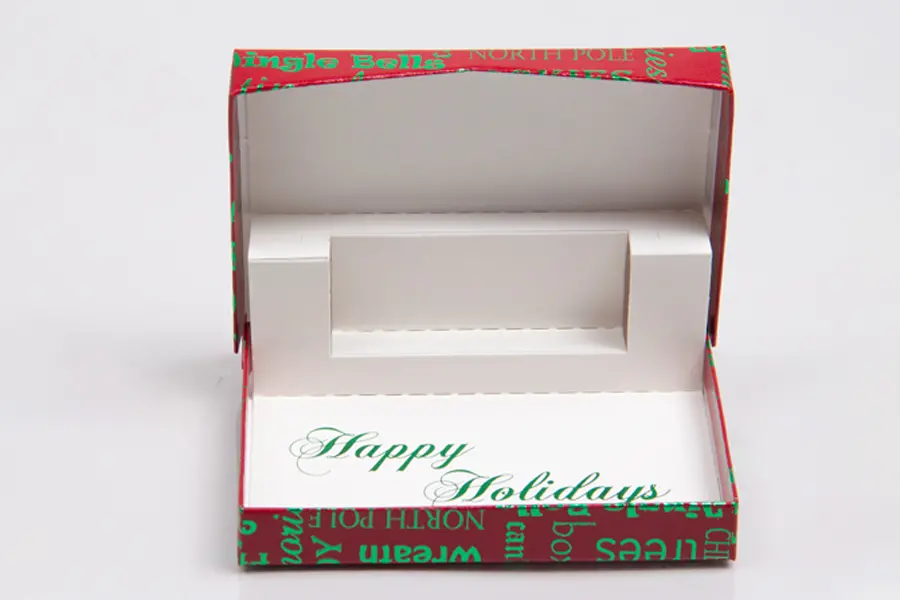 4-5/8L x 3-3/8W x 5/8H, Pop-Up Gift Card Boxes, Red Christmas Memories