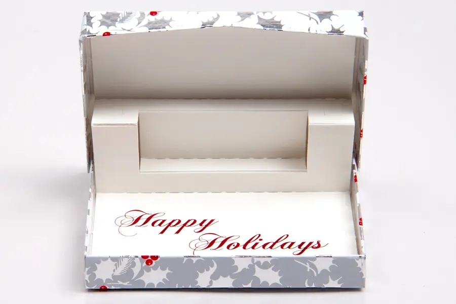 4-5/8L x 3-3/8W x 5/8H, Pop-Up Gift Card Boxes, Hollyberry