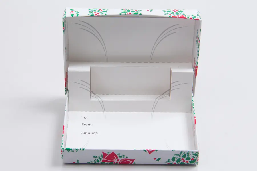 4-5/8L x 3-3/8W x 5/8H, Pop-Up Gift Card Boxes, Red & Green Wreath