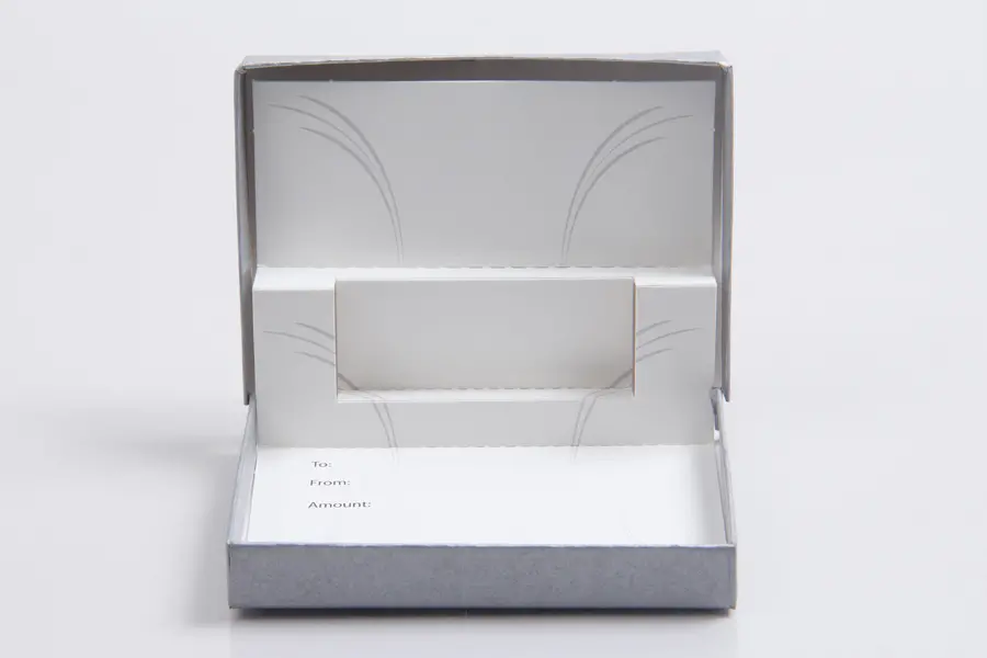 4-5/8L x 3-3/8W x 5/8H, Pop-Up Gift Card Boxes, Krafty Silver Snowflake