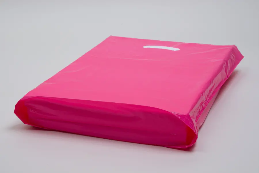 15W x 4D x 18H, Super Gloss Plastic Bags, Magenta