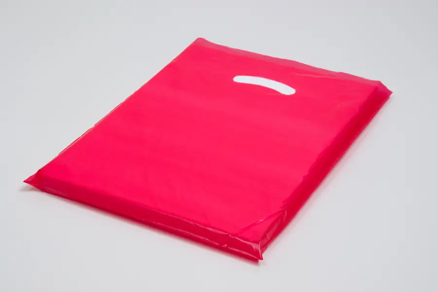 12W x 15H, Super Gloss Plastic Bags, Red