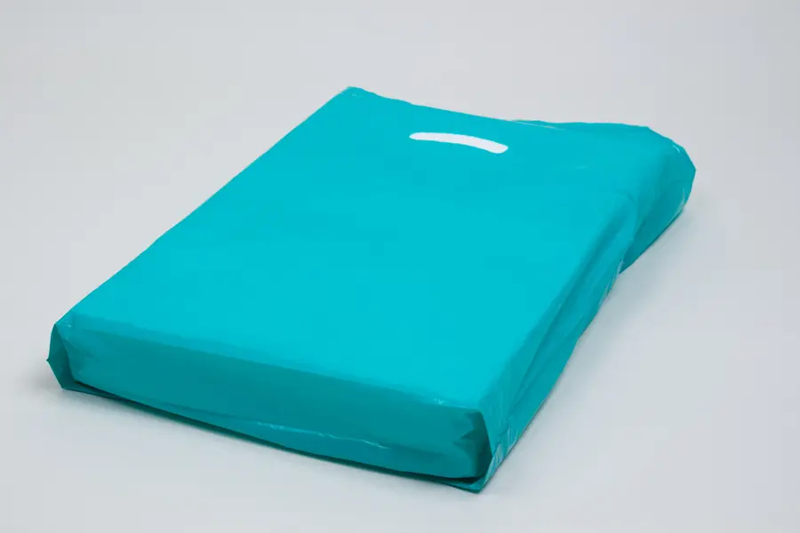 15W x 4D x 18H, Super Gloss Plastic Bags, Teal