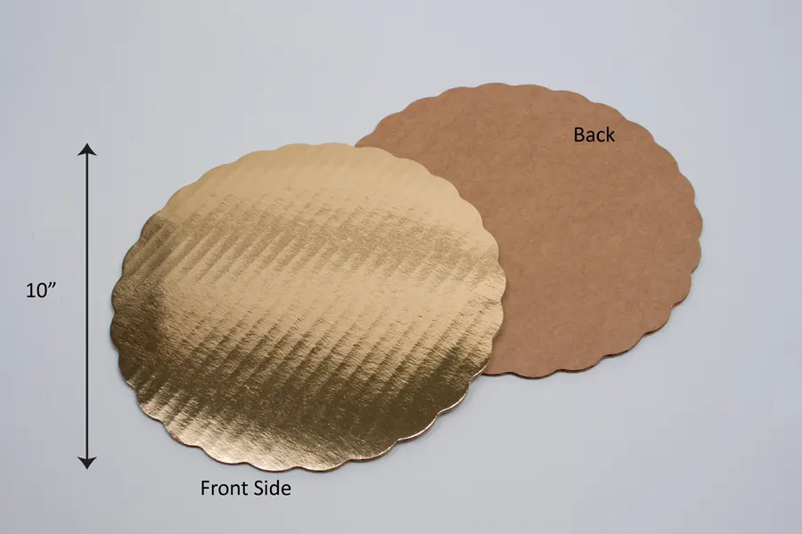 10" Gold Scalloped Edge Cake Circles - Single Wall