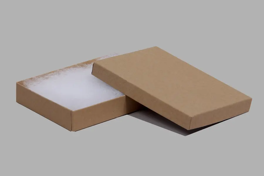 3-3/4L x 5-1/4W x 7/8H, 2-Piece Set-Up Jewelry Boxes w/Fiber Insert, Natural Kraft