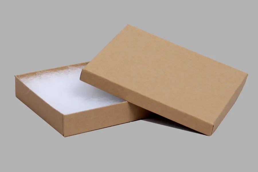 5-1/2L x 8W x 1-1/4H, 2-Piece Set-Up Jewelry Boxes w/Fiber Insert, Natural Kraft