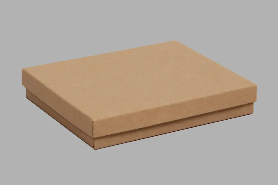 5-1/2L x 8W x 1-1/4H, 2-Piece Set-Up Jewelry Boxes w/Fiber Insert, Natural Kraft