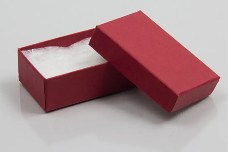 2-1/2L x 1-1/2W x 7/8H, 2-Piece Set-Up Jewelry Boxes w/Fiber Insert, Brick Red