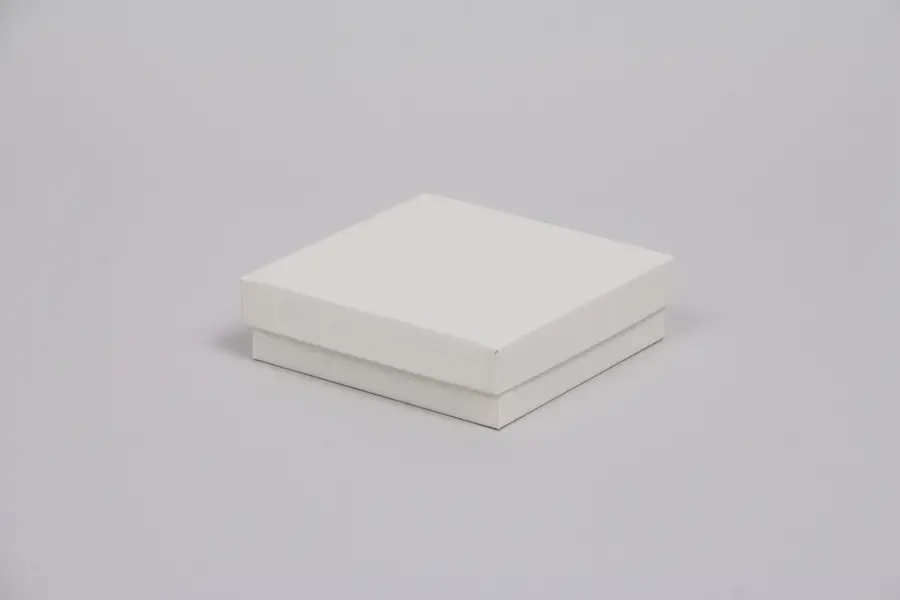 3-1/2L x 3-1/2W x 1H, 2-Piece Set-Up Jewelry Boxes w/Fiber Insert, White Sand