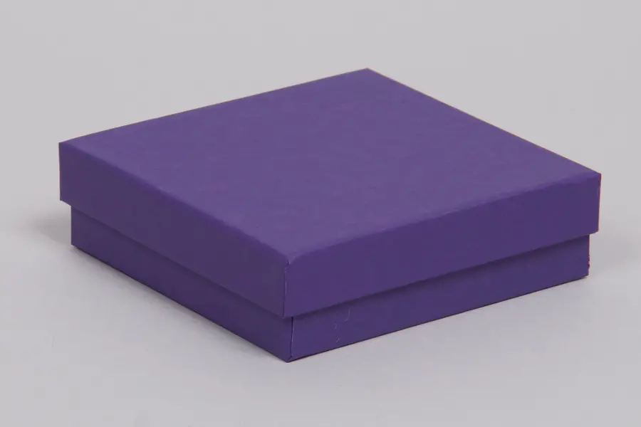 3-1/2L x 3-1/2W x 1H, 2-Piece Set-Up Jewelry Boxes w/Fiber Insert, Matte Purple