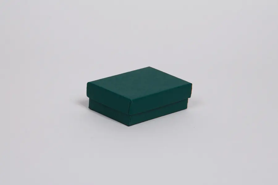 2-1/2L x 1-1/2W x 7/8H, 2-Piece Set-Up Jewelry Boxes w/Fiber Insert, Dark Green