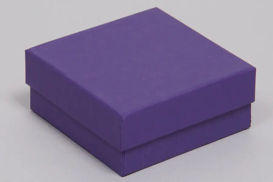 3-1/2L x 3-1/2W x 1H, 2-Piece Set-Up Jewelry Boxes w/Fiber Insert, Matte Deep Purple