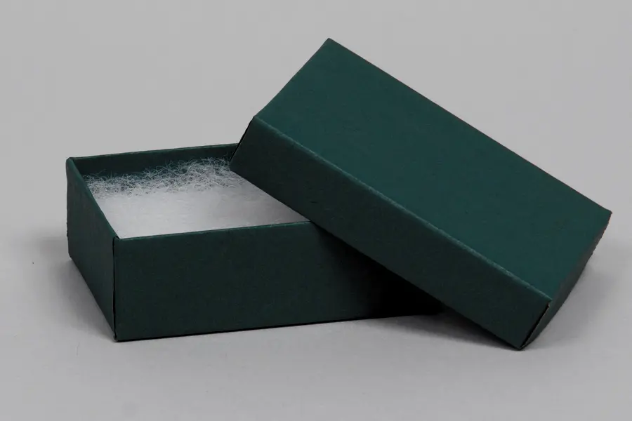 3-1/2L x 3-1/2W x 1H, 2-Piece Set-Up Jewelry Boxes w/Fiber Insert, Dark Green
