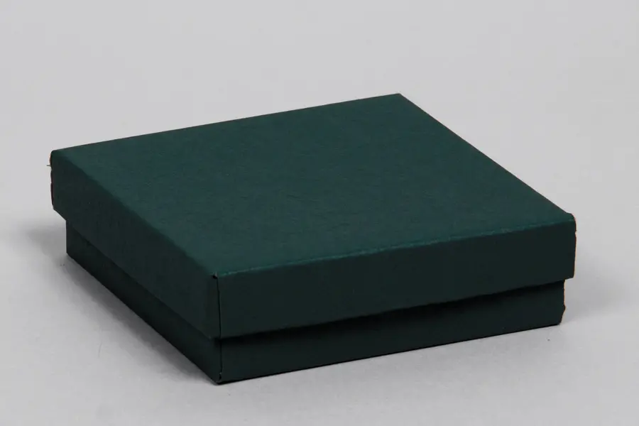 3-1/2L x 3-1/2W x 1H, 2-Piece Set-Up Jewelry Boxes w/Fiber Insert, Dark Green