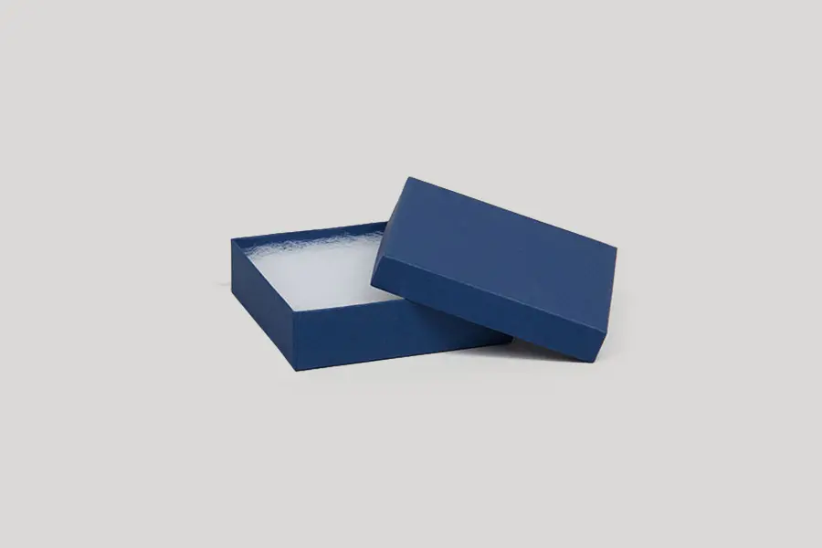 2-1/2L x 1-1/2W x 7/8H, 2-Piece Set-Up Jewelry Boxes w/Fiber Insert, Navy Matte