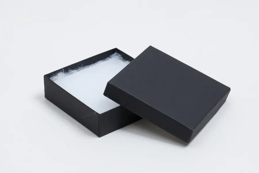 3-1/2L x 3-1/2W x 1H, 2-Piece Set-Up Jewelry Boxes w/Fiber Insert, Onyx