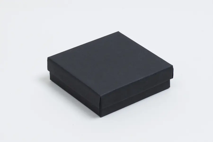 3-1/2L x 3-1/2W x 1H, 2-Piece Set-Up Jewelry Boxes w/Fiber Insert, Onyx