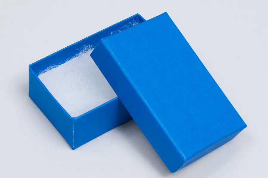 2-1/2L x 1-1/2W x 7/8H, 2-Piece Set-Up Jewelry Boxes w/Fiber Insert, Matte Cobalt Blue
