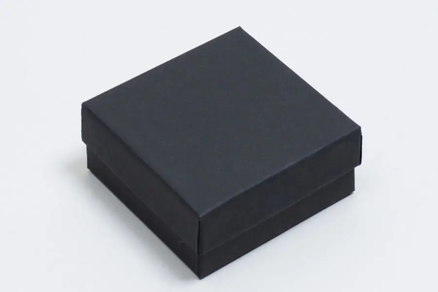 3-1/2L x 3-1/2W x 1-1/2H, 2-Piece Set-Up Jewelry Boxes w/Fiber Insert, Onyx