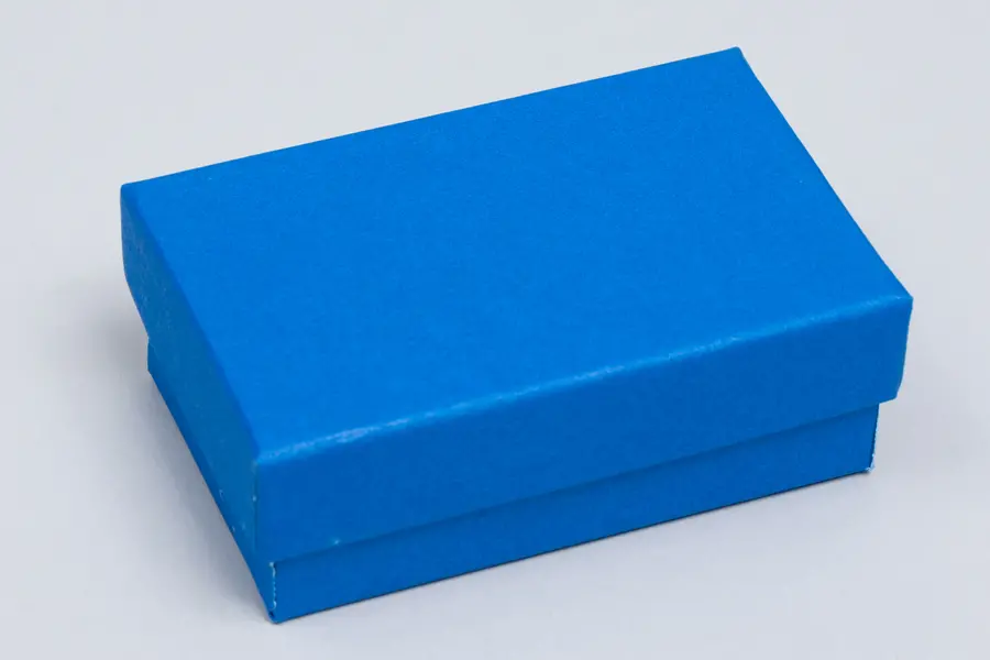2-1/2L x 1-1/2W x 7/8H, 2-Piece Set-Up Jewelry Boxes w/Fiber Insert, Matte Cobalt Blue