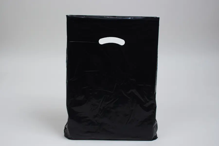 15W x 4D x 18H, Super Gloss Plastic Bags, Black Gloss