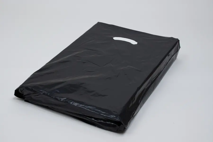 15W x 4D x 18H, Super Gloss Plastic Bags, Black Gloss