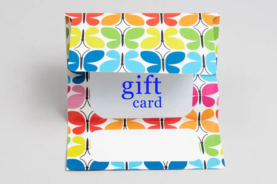 3-3/8W x 5L x 1/5H, Flip Gift Card Folder, Butterfly Reflections