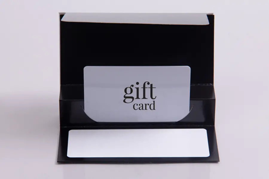 3-3/8W x 5L x 1/5H, Flip Gift Card Folder, Black Gloss