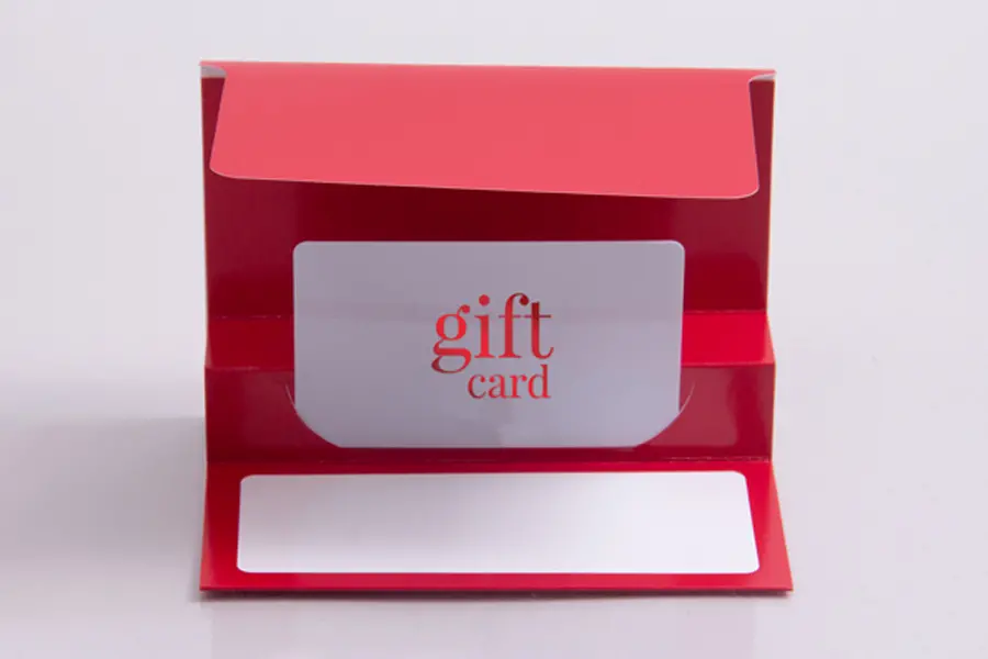 3-3/8W x 5L x 1/5H, Flip Gift Card Folder, Red Gloss