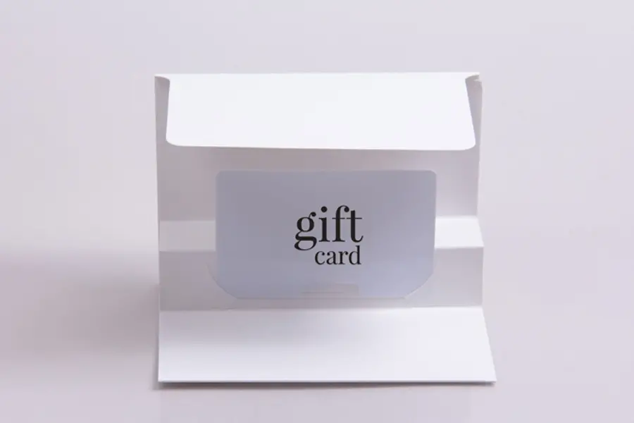 3-3/8W x 5L x 1/5H, Flip Gift Card Folder, White Gloss
