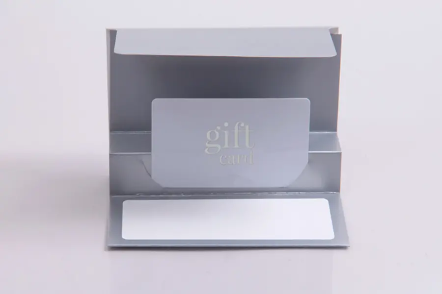 3-3/8W x 5L x 1/5H, Flip Gift Card Folder, Silver Gloss