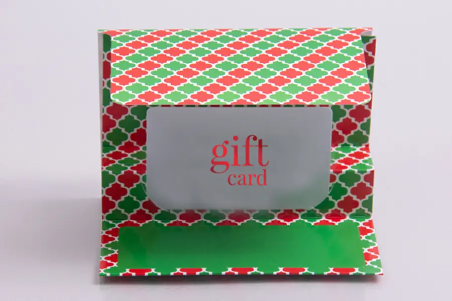 3-3/8W x 5L x 1/5H, Flip Gift Card Folder, Christmas Geo