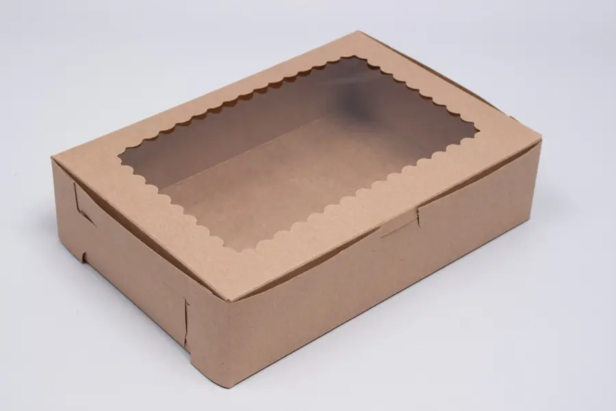 10L x 7W x 2-1/2H, Natural Kraft Bakery Boxes with Window, Natural Kraft