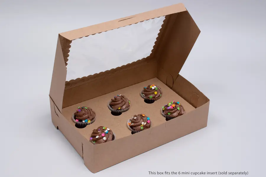 10L x 7W x 2-1/2H, Natural Kraft Bakery Boxes with Window, Natural Kraft