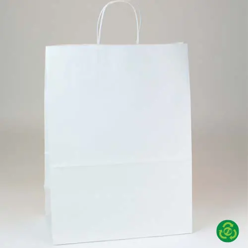 13W x 7D x 17H, White Kraft Paper Bags with Twisted Paper Handle
