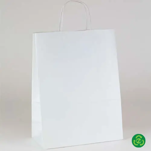 10W x 5D x 13H, White Kraft Paper Bags with Twisted Paper Handle