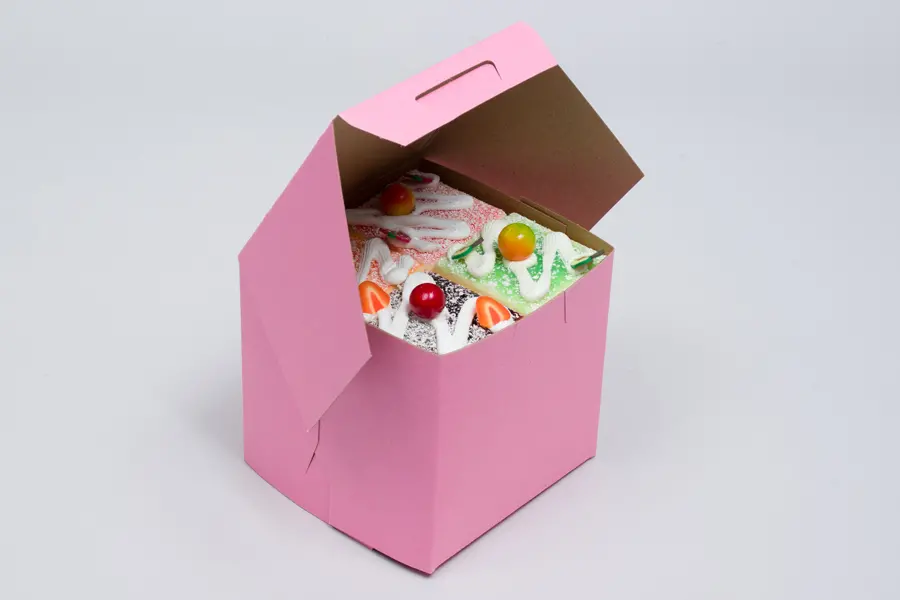 4L x 4W x 4H, Strawberry Pink Bakery Boxes