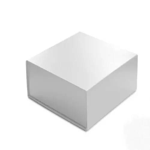 6L x 6W x 2-3/4H, Leatherette Magnetic Lid Gift Boxes, White Leatherette