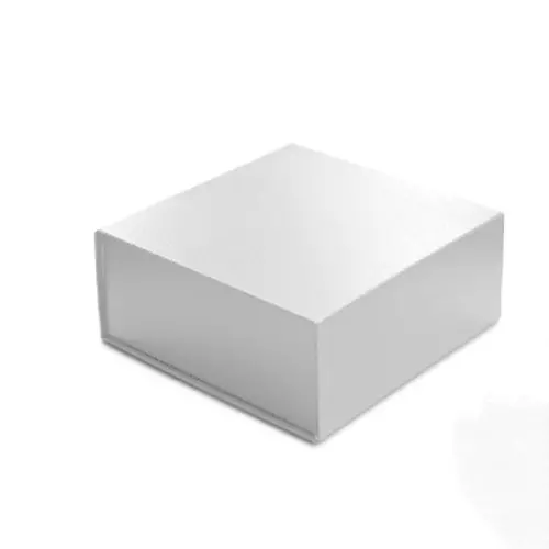 8L x 8W x 3H, Leatherette Magnetic Lid Gift Boxes, White Leatherette