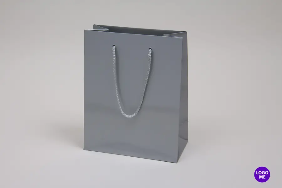 8W x 4D x 10H, Gloss Eurotote Bags with Rope Handles, Gloss Platinum