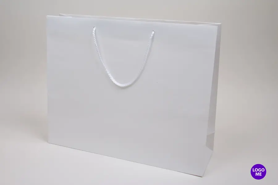 20W x 6D x 16H, Gloss Eurotote Bags with Rope Handles, Gloss White