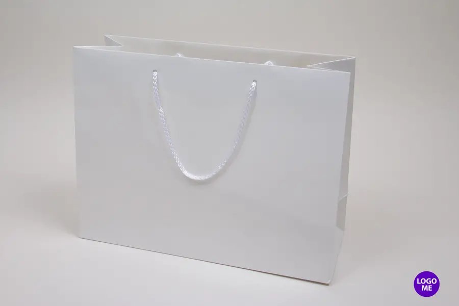 16W x 6D x 12H, Gloss Eurotote Bags with Rope Handles, Gloss White