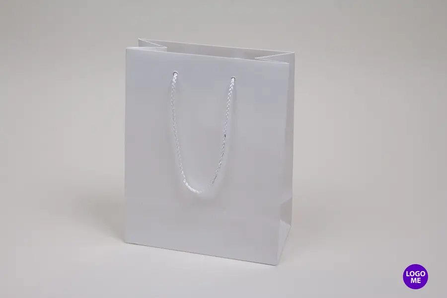 8W x 4D x 10H, Gloss Eurotote Bags with Rope Handles, Gloss White