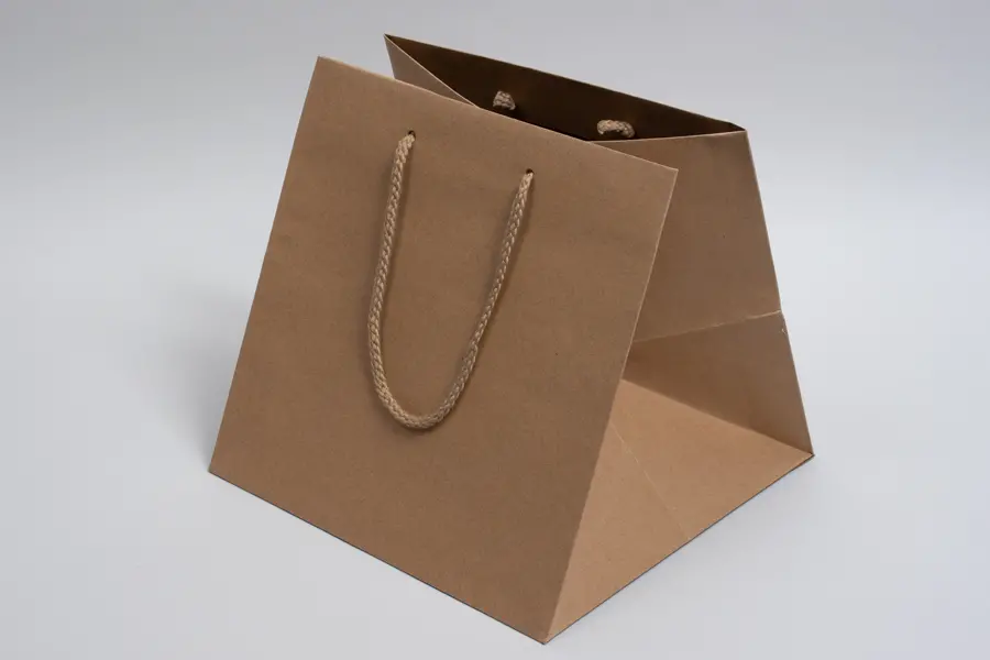 10W x 10D x 10H, Natural Kraft Eurototes with Rope Handles, Natural Kraft