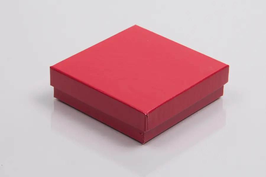 3-1/2L x 3-1/2W x 1H, 2-Piece Set-Up Jewelry Boxes w/Fiber Insert, Cherry Red