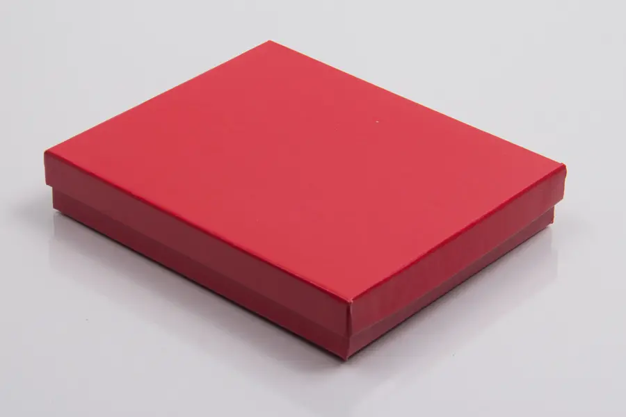 3-3/4L x 5-1/4W x 7/8H, 2-Piece Set-Up Jewelry Boxes w/Fiber Insert, Cherry Red
